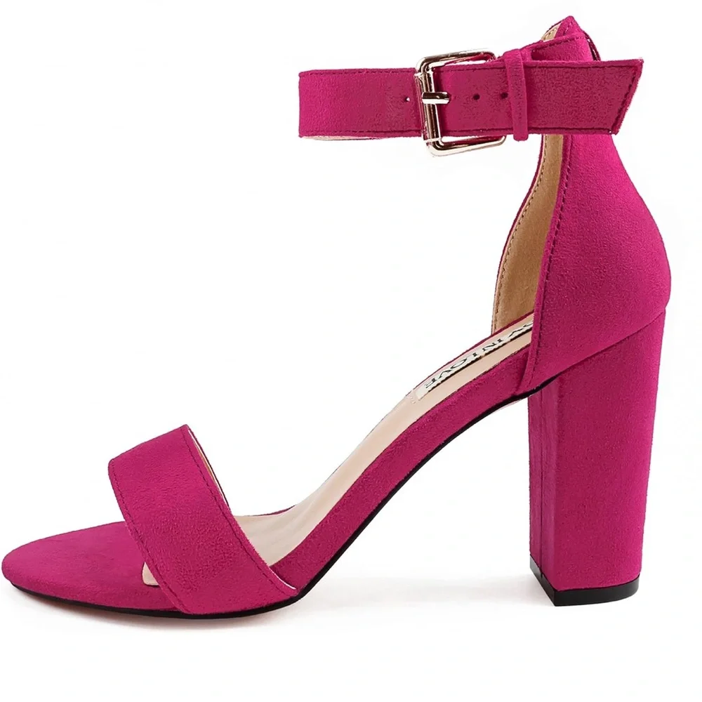 NWT JOY IN LOVE 3.5" Chunky Block Heels, Ankle Strap - Picture 1 of 7